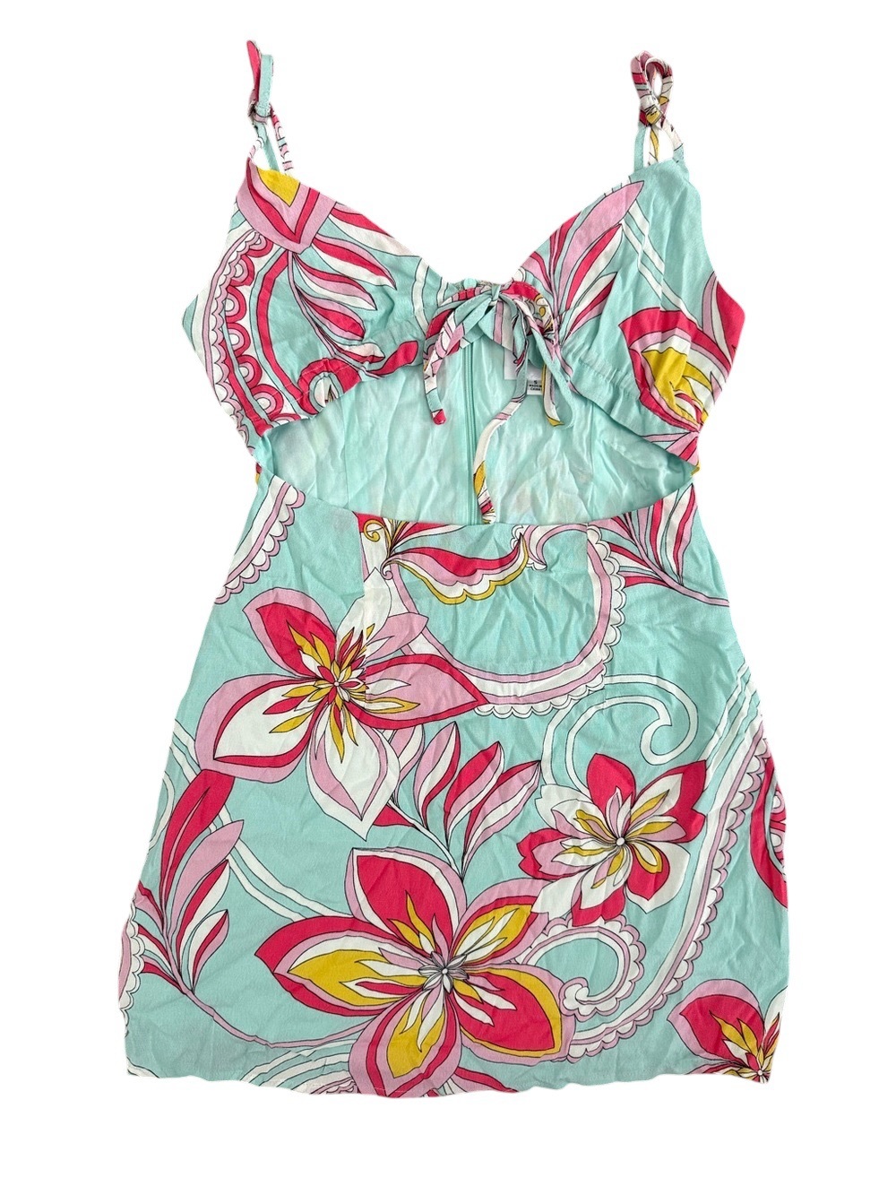 Sky to Moon Floral Cut Out Mini Dress Size S Tropical Vacation Beach Resortwear